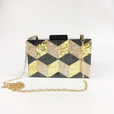 Xajzpa - New Women's Bag Vintage Sequins Acrylic Dinner Bag Geometric Checker Splicing Handbag Dress Bag