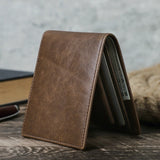 Xajzpa Genuine Leather Men Wallet Samll Bifold Design Casual Thin Slim Wallets Card Holder Vintage Male Purse Money Clip