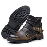 Xajzpa - Autumn Winter Men Boots Square Heel High Top Retro Men's Shoes Round Head Knight Boots