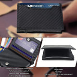 Xajzpa Fiber Leather Business Metal Aluminum Wallet for Men RFID Blocking  100% Genuine Leather Slim Pop Up Card Holders