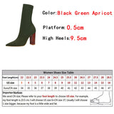 Xajzpa Size 42 43 Women Ankle Boots Square High Heels Pumps Fall Fashion Comfort Stretch Fabric Sock Boot Femme Party Dress Shoes