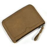 Xajzpa   Men's Genuine Leather Zipper Coin Wallet Wowen natural Leather Mini Short Purse Card Holder Change Purse For Man Clutch Wallets