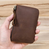 Xajzpa   Men's Genuine Leather Zipper Coin Wallet Wowen natural Leather Mini Short Purse Card Holder Change Purse For Man Clutch Wallets