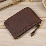 Xajzpa   Men's Genuine Leather Zipper Coin Wallet Wowen natural Leather Mini Short Purse Card Holder Change Purse For Man Clutch Wallets
