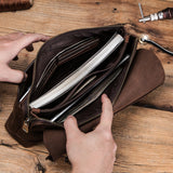 Xajzpa Luxury Cowhide Leather Men's Clutch iPad Mini 4 5 6 Iphone Clutches For Male Men Wallet Fashion Large Capacity Purse Gift