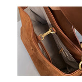 Xajzpa - Nubuck PU Leather Flap Shoulder Bags For Women Vintage Wide Strap Crossbody Bag Large Capacity Women Designer Handbags Tote Bag