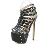 Xajzpa New Summer Platform High Heels Sandals Women Sexy Peep Toe Pumps Fashion Rivet Decoration Ladies Party Pole Dance Shoes