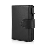 Xajzpa Card Holder Wallet  Slim Minimalist Pop Up Leather Men Wallets RFID Blocking Metal Bank Card Case with Coins Pocket