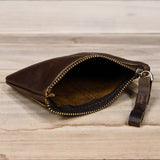 Xajzpa   Men's Genuine Leather Zipper Coin Wallet Wowen natural Leather Mini Short Purse Card Holder Change Purse For Man Clutch Wallets