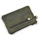 Xajzpa   Men's Genuine Leather Zipper Coin Wallet Wowen natural Leather Mini Short Purse Card Holder Change Purse For Man Clutch Wallets
