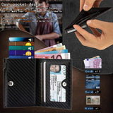 Xajzpa Fiber Leather Business Metal Aluminum Wallet for Men RFID Blocking  100% Genuine Leather Slim Pop Up Card Holders