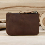 Xajzpa   Men's Genuine Leather Zipper Coin Wallet Wowen natural Leather Mini Short Purse Card Holder Change Purse For Man Clutch Wallets