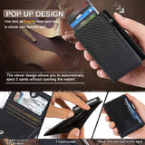 Xajzpa Fiber Leather Business Metal Aluminum Wallet for Men RFID Blocking  100% Genuine Leather Slim Pop Up Card Holders