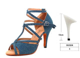 Xajzpa Denim Fabric Women Professional Latin Dance Shoes Salsa Ballroom Samba Dance Shoes Ladies High Heels Soft  Heel 5-10cm