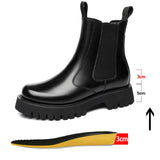 Xajzpa - Chelsea Man Boot Elevator Winter Men Leather Shoe Height Increased High Top Male Platform Boots Spring Autumn