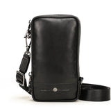 Xajzpa Men's Crossbody Bag Genuine Leather Shoulder Sling Bag Small Messenger Waist Pack Multifunctional Long Wallet for Men