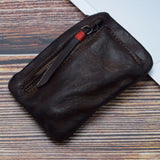 Xajzpa  Genuine Leather Coin Purse Men Vintage Original Leather Handmade Small Mini Wallet Card Holder Money Bag Women Zip Change Purses