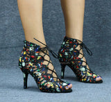 Xajzpa Latin dance shoes ladies salsa short knee socks dance shoes comfortable soft sole indoor sports dance shoes