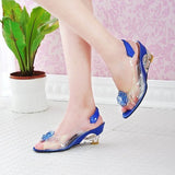 Xajzpa Fashion SummerHigh Quality Wedge Heel Sandals Casual Shoes Women Stylish Transparent Open Toe High Heels Plus Size