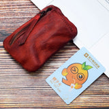 Xajzpa  Genuine Leather Coin Purse Men Vintage Original Leather Handmade Small Mini Wallet Card Holder Money Bag Women Zip Change Purses