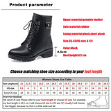 Xajzpa Female Ladies Women Genuine Leather Ankle Boots Platform Winter Antumn Plush Fur Warm Shoes Plus Size Lace Up 35-43