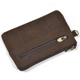 Xajzpa   Men's Genuine Leather Zipper Coin Wallet Wowen natural Leather Mini Short Purse Card Holder Change Purse For Man Clutch Wallets
