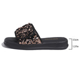New Velcro Thick-soled Sequined Design High-end Sandals for Women, Flip Flops, Fashionable Summer Wear
