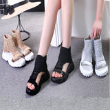 Knitted Wool Sandals Women New Polyurethane Women's Sandals Fish Mouth Thick Sole Casual Student Sandals