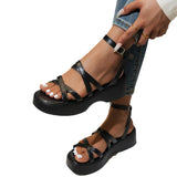 2024 European and American Thick-soled Sandals Cross-strap Buckle Large Size Fashionable Women's Sandals