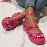 2024 European and American Thick-soled Sandals Cross-strap Buckle Large Size Fashionable Women's Sandals