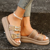 Thick-soled Slip-ons for Women to Wear Outside 2024 Spring New Rabbit Belt Buckle Beach Sandals
