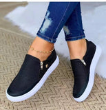 Spring and Autumn Large Size Casual Fashion Shoes Zipper Sneakers Flat Shoes 36-43