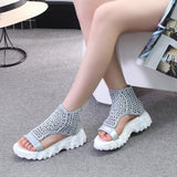 Knitted Wool Sandals Women New Polyurethane Women's Sandals Fish Mouth Thick Sole Casual Student Sandals