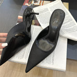 xajzpa Fashion Concise Pointed Toe Women Slippers Thin Low Heels Casual Party Pumps Summer Slide Mules Shoes