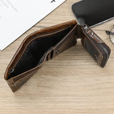 Xajzpa Leather Men‘s Short Wallet Hasp Genuine Leather Unisex Zipper Coin Clutch Purse Cowhide Card Holder Trifold Man wallets