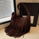 Xajzpa Tassel Design Women's Hobo Bag Fashion Trend Handbag Suede Shoulder Crossbody Shopping Tote Vintage Commuter Bags