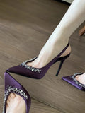 Xajzpa Closed Toe Sandals Shallow Mouth Buckle Strap 2025 Women's Riband Female Shoe High Heels New Sexy Rhinestone Pointed Girls Stile