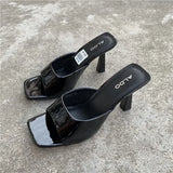 Xajzpa New Women Shoes European and American Fashion Square Head Thin High Heel Sexy Slippers Women Zapatos De Mujer