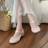 New Spring Autumn Thick Heel Pink Shoes Elegant Bow Lolita Shoes College Girls High Heels Fashion Women Sandals