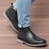 Xajzpa Brogue Men Chelsea Boots American style Comfortable Fashion Leather ankle Boots