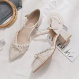 Xajzpa Summer Pointed Heel Sandals Mary Jane Comfort Shoes for Women Suit Female Beige Med Espadrilles Platform Girl