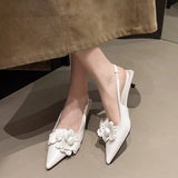 Xajzpa New Style Luxury Women's Mule Shoes Summer Fashion High Heel Flower Sexy Pointed Ladies Casual Outdoor Shoes Sweet White Sandals