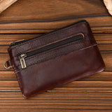 Xajzpa   Men's Genuine Leather Zipper Coin Wallet Wowen natural Leather Mini Short Purse Card Holder Change Purse For Man Clutch Wallets