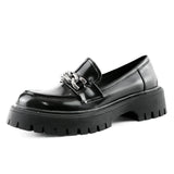 Big Size 36-43 Platform Loafers Metal Chain Women Punk Shoes Thick Sole British Style School Casual Office Shoes