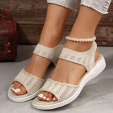 Xajzpa Women's Knit Elastic Cloth Wedge Sandals Slip on Lightweight Walking Sandals Plus Size Comfortable Summer Sports Sandalias Mujer