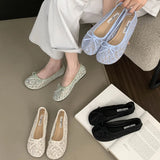 Xajzpa Summer Fashion Concise Round Head  Women Ballet Flats Low Heels Bow Mesh Party Slide Mules Casual Shoes Zapatos De Mujer