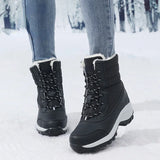 Xajzpa Ankel Boots for Women Winter Outdoor Warm Snow Boots Chunky Platform Waterproof Non-slip Warm Shoes Woman Boots Plus Size Casual