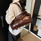 Xajzpa Oil PU Leather Hobo Handbag Slouchy Shoulder Bag Retro Top-Handle Bag Large Work Bags for Women Gilrls Tote Work Shopping Travel