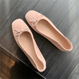 xajzpa Fashion Elegant Silk Ballerinas Women Pumps Slip On Loafers Round Toe Square Heels Bowknot Casual Spring Autumn Shoes