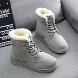 Xajzpa   Women Boots Winter Student Snow Boot Short Tube Warm Lace-up Flat Heel Anti-cold Anti-slip Korean Style Cotton Ankle Boots